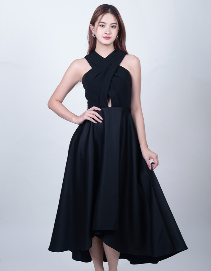 Mireille Cross Hi-Low Dress - Eightiin Fashion (1378265-H)
