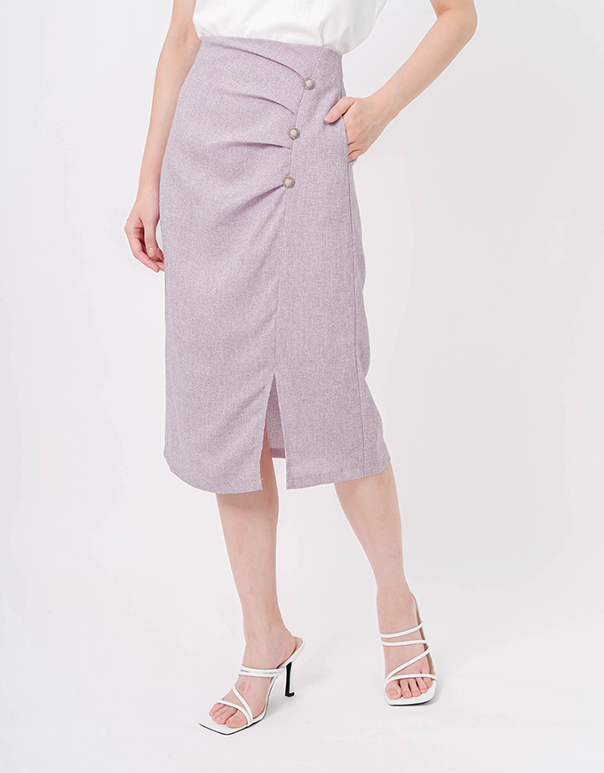 Carla Tweed Midi Skirt - Eightiin Fashion (1378265-H)